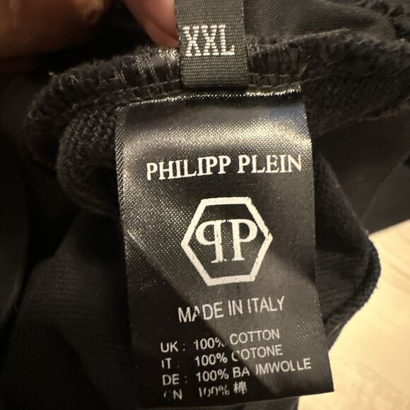 Philipp Plein Men XXL Track Jacket Mockneck Full Zip Crystal Spell out Black - Picture 8 of 14